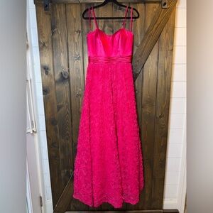 Aidan Mattox Rosette Floral A Line Evening Gown